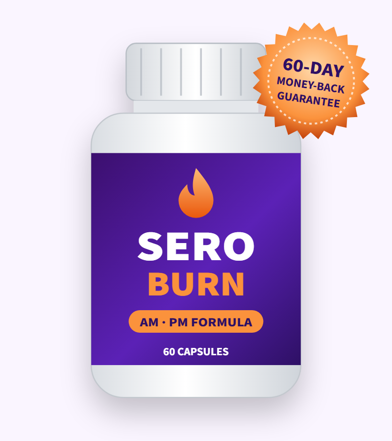 SeroBurn serotonin weight loss supplement bottle with 60-day money-back guarantee